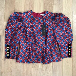 Hunter Bell Presley Top Puff Sleeve Ikat Print